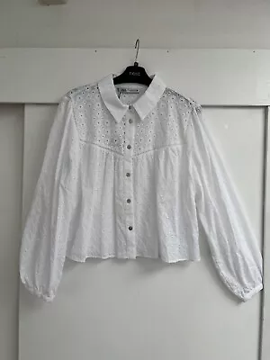 ZARA CROPPED SHIRT WITH CUTWORK EMBROIDERY Size  XL BNWT £32.99 • £14.99