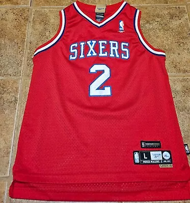 Vtg Moses Malone Reebok NBA HWC Philadelphia 76ers Jersey BOYS Sz L • $45