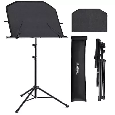 Metal Folding Sheet Music Stand Portable Lightweight W/ Carrying Bag Black • $27.99