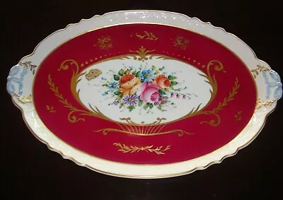 Very Large 20  Limoges Hand Painted Signed Tea Coffee Tray Platter Roses & Gold • £162.95