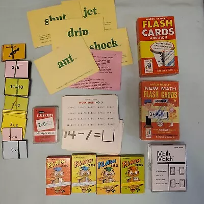 Lot Of Vintage Educational Flash Cards • Spelling Vocabulary Math • 1970's • $16