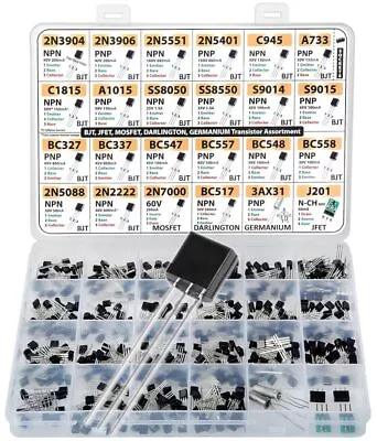 Transistor Assortment Kit 434 Pcs 24 Values BJT Mosfet Germanium Darlington J... • $38.36