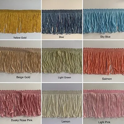 1m Of 7.5cm Looped Silky Chainette Lampshade/dress/craft Fringe Trim • £1.50