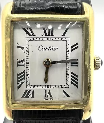 1970s 23mm Gold Tone Manual Wind Cartier Tank Original Strap And Serviced • $1000