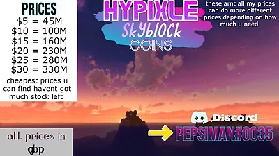 🥇CHEAPEST Hypixel Skyblock Coins And More  (!MUST READ DESCRIPITION!) • £9.99