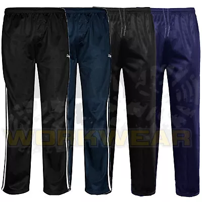 Mens Silky Jogging Bottoms Striped Joggers Gym Sports Tracksuit Pants Trousers  • £7.99