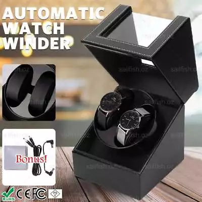 Luxury Automatic Dual Motor Watch Winder Display Box Leather Storage Case Gift • $43.99