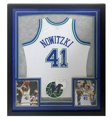 Dirk Nowitzki Autographed Mavericks Throwback M&N Framed White Jersey Panini • $1795.50