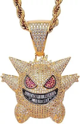 £12.99 • Buy Pokemon Gengar Necklace Gold Iced Out Hip Hop Chain Pendant Jewelry TikTok Emoji