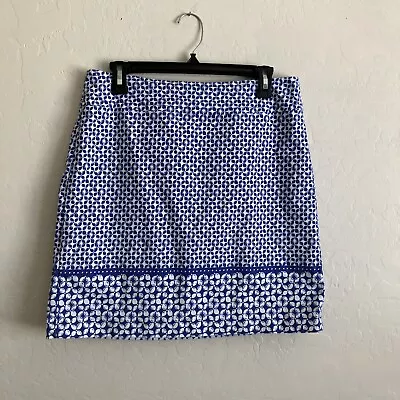 Talbots A-Line Skirt Womens Size 8 Blue White Back Zip Casual • $12.50