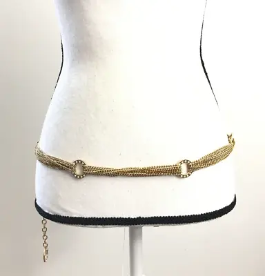 Women's Chain Belt One Size Gold VTG Jeweled Body Belly Metal Links Multi Chain • $21.24