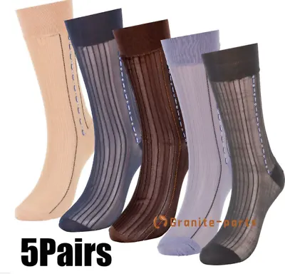 Mens Business Ultra-thin Dress Formal Casual Long Crew Knit Socks 5Pairs 7-11 • $10.59