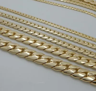 Mens Miami Cuban Link Chain 8  9  20  22  24  26  30  Inch 14K Gold Plated • $11.99