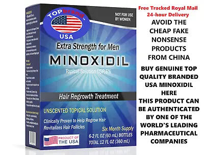 MINOXIDIL 5% HAIR REGROWTH TREATMENT FOR MEN  6 Months Supply Exp 05/25 • £49.99