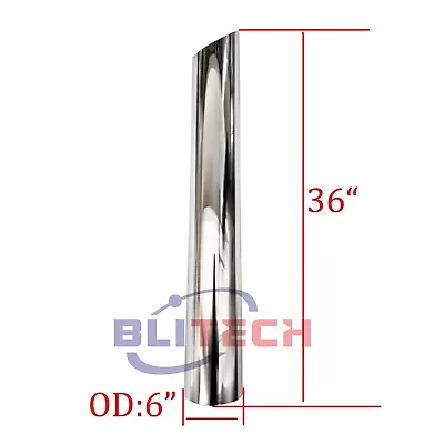 6  Inch OD X 36  Inch Length Mitre Cut Chrome Stack Pipe Exhaust Tube • $99.90