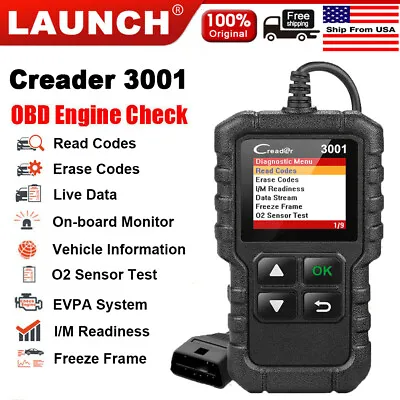 LAUNCH CR3001 OBD2 Scanner Code Reader Check Engine Light Auto Diagnostic Tool • $16.99
