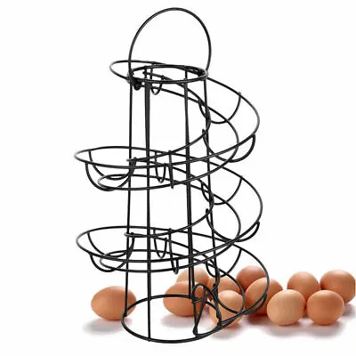 Modern Metal Egg Skelter Holder Roller Wire Rack Dispenser Stand Space Saving 24 • £23.70