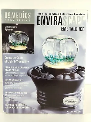 NEW ENVIRASCAPE Emerald Ice Homedics Illuminated Glass Relaxation Fountain • $44.95
