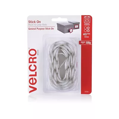 VELCRO Brand 22mm White Stick On Hook And Loop Dots - 40 Pack • $29.90