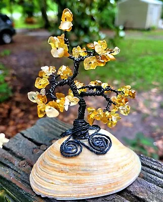 Beaded Wire Tree Art Gemstone Seed Beads Handmade Gifts Unique Specialty Jewelry • $45