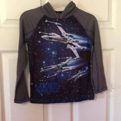 Star Wars Multicolor X-Wing Fighter Print T-Shirt Hoodie Boys Medium M 5/6 • $18