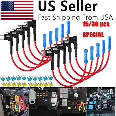 15/30PCS 12V Car Add-a-circuit Fuse TAP Adapter Mini ATM APM 15 20 AMP Blade • $6.87