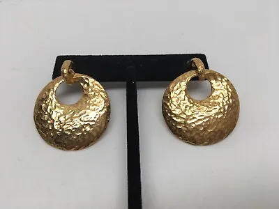 Signed 925 Italy VERONESE 18k Gold Vermeil Hammered GT Drop Dangle Disc Earrings • $34.99