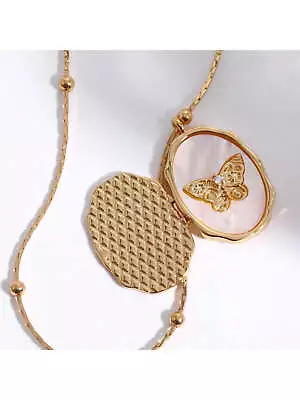 Exquisite Rhinestone Inlaid Vintage Butterfly Design Locket Pendant Necklace • $5.32