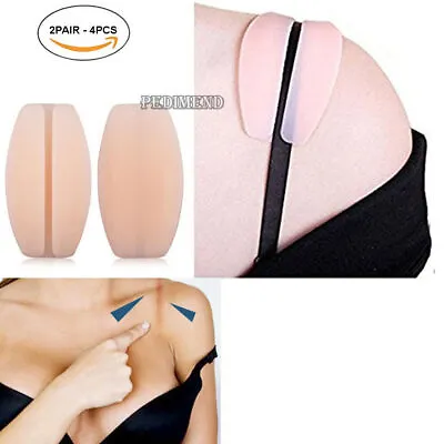 4PCS Silicone Bra Strap Strapless Ladies Underwear Pain Relief Mark-less Support • £8.99
