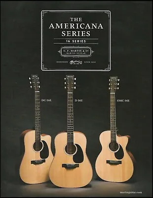Martin Americana 16 Series DC-16E D-16E OMC-16E Acoustic Guitar 2017 Ad Print • $4