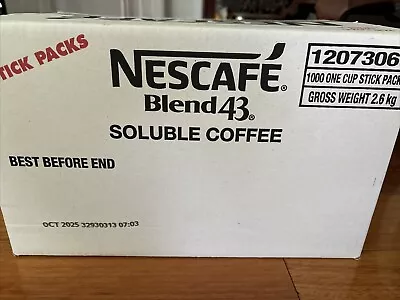 NEW 1000 Nescafe Blend 43 Instant Coffee 1.7G Sticks Sachets Box Bulk • $135