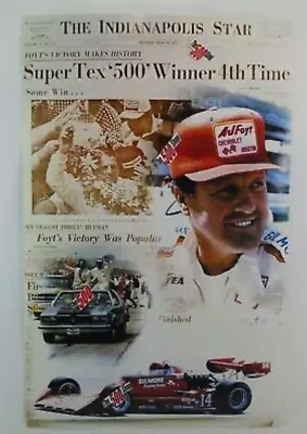 AJ Foyt Super Tex Indy 500 Winner 4th Time The Indianapolis Star Poster 1977 NWT • $42.95
