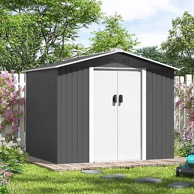 6'x8' Storage Shed Garden Shed Outdoor Metal Shed With Lockable Sliding Door • $399.98