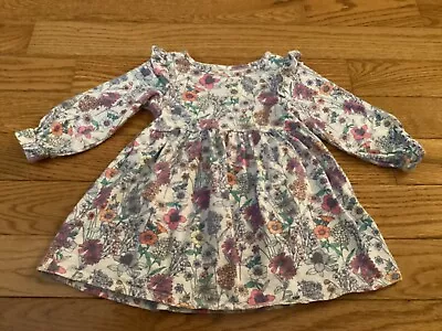GAP Girl 18/24M Cotton Floral LS Dress W/ Butterfly Top Sleeves • $3.99