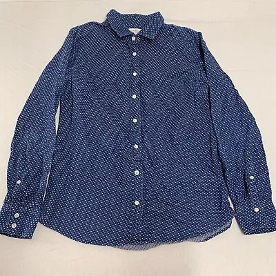 Women’s J.Crew  Boy  Sz 6 Long Sleeve Button Up Shirt Blue Polka Dot • $5.81