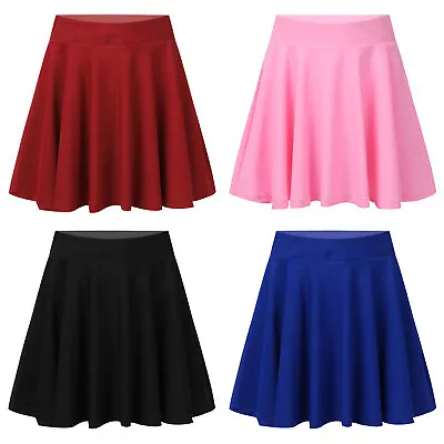 Kids Girls Elastic Waist Flared Pleated Skater Skirt Casual School Mini Skirt • $12.55