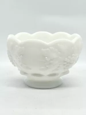 Westmoreland Dish ~ Paneled Grape Vine Milk Glass Footed Round Condiment Bowl • $14