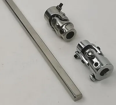 Mustang II 22  Polished Steering Shaft 2 Chrome U Joint 1 DD + 3/4 -36 X 3/4 DD • $78.99