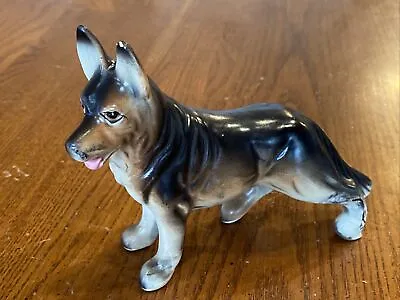 Vtg Ceramic Porcelain Figurine Figure German Shepherd Dog Japan 5”x4-1/8” Tall • $27.07