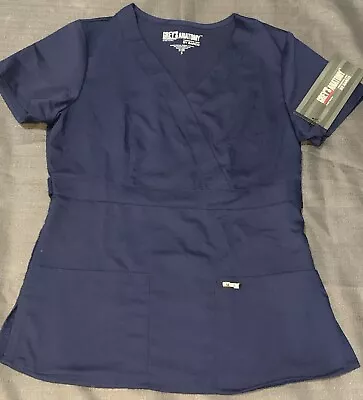 Greys Anatomy Active Barco Scrub Top Size Small 2 Pocket V Neck Royal Blue NEW • $10.99