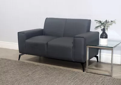 CLEARANCE - Ellison 2 Seater Sofa Grey Premium Faux Leather - T12921 • £0.99
