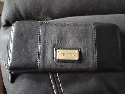 Oroton Black Leather  And Fabric Purse Wallet • $25