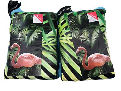 2 Whitley Willows Reversible Microfiber Beach Towel 70 X 35  Flamingo & Palms • $18
