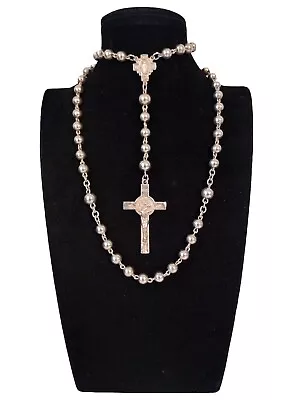 VINTAGE ALL STERLING SILVER ROSARY (57.0 Grams) -  SPECTACULAR--HUGE--HEAVY  • $49.99