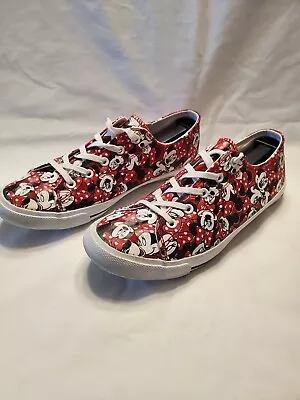 Disney Minnie Mouse Shoes Women Size 10 Fashion Red Minnie Pattern Casual Flats • $24.50