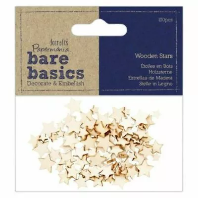 £3.49 • Buy Bare Basics 100 Pack Wooden Mini Star Craft Shapes - Mini Stars For Crafting