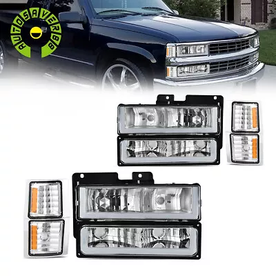 LED DRL Bumper Headlights Fit For 94-99 Chevy C/K 1500 2500 3500 Chrome Housing • $135.90