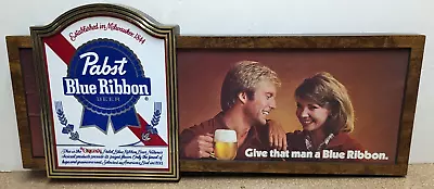 Vintage Pabst Blue Ribbon PBR Give That Man A Blue Ribbon Sign • $99.99