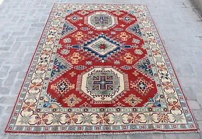 6'7 X 9'3 Hand Knotted Afghan Tribal Kazak Wool Area Rug 6x9 Persian Area Rug • $849