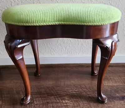 Georgian Style Vintage Kidney Shape Upholstered Footstool  Bench Vanity Stool • $295